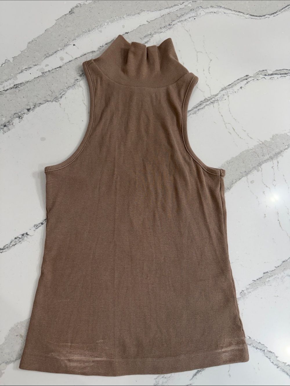 Maeve Ribbed Mock Neck Tank - Taupe